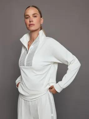 Rhinestone Pullover - White w/ Silver Rhinestones