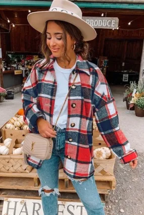 Rhonda Oversized Plaid Shacket - Red