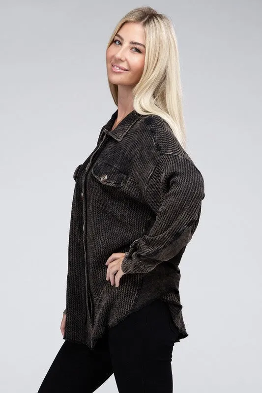 Shacket - "Zenana" Acid Wash Oversized Waffle