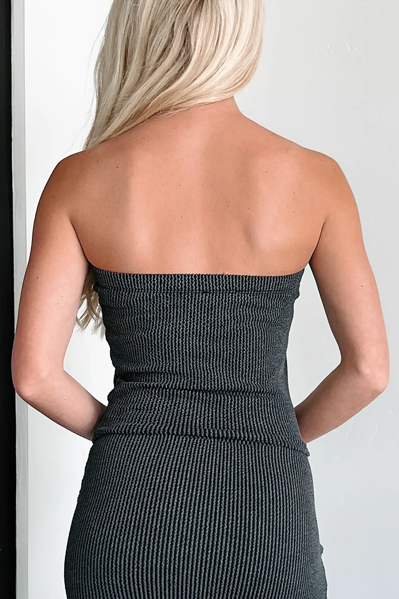 Simply Trendy Strapless Crop Top (Charcoal)