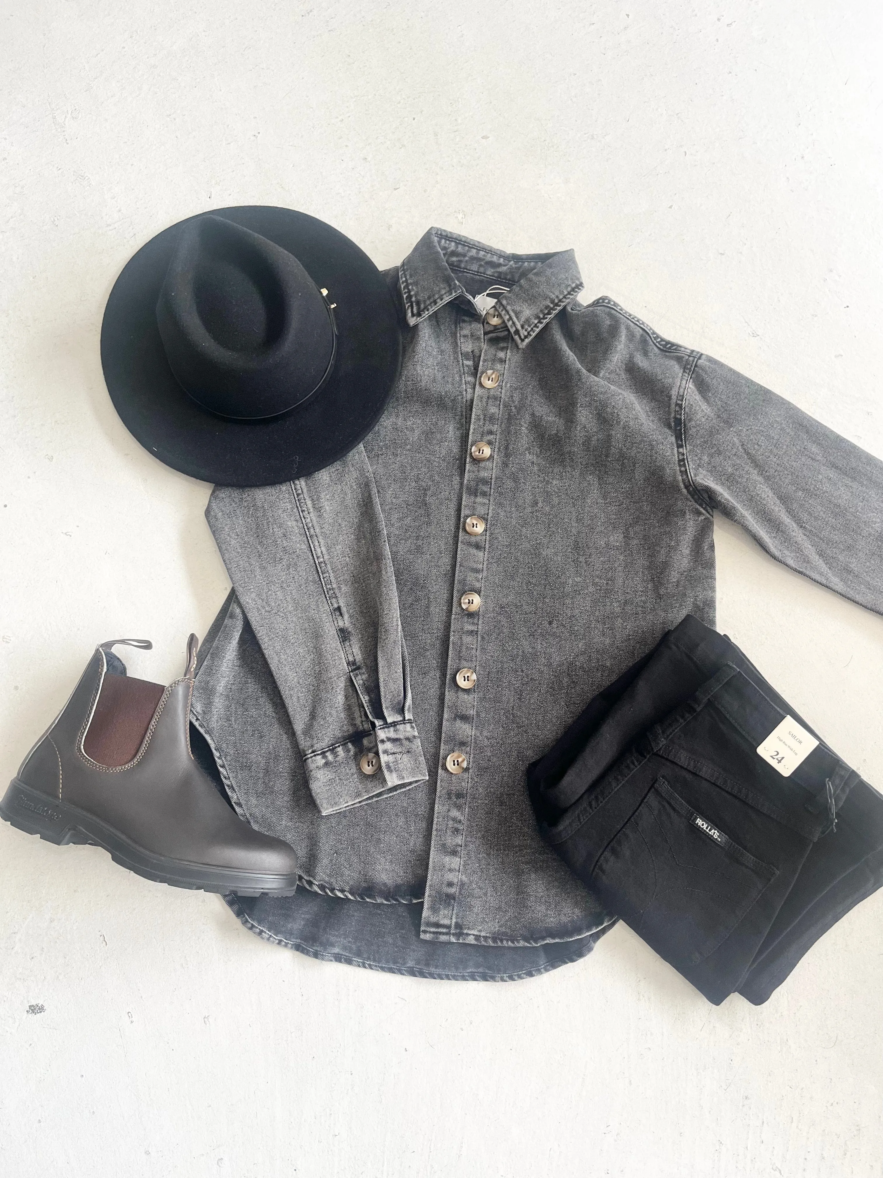 Snake Denim Shirt - Black