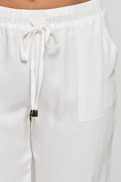 Solid Lightweight Drawstring Pant