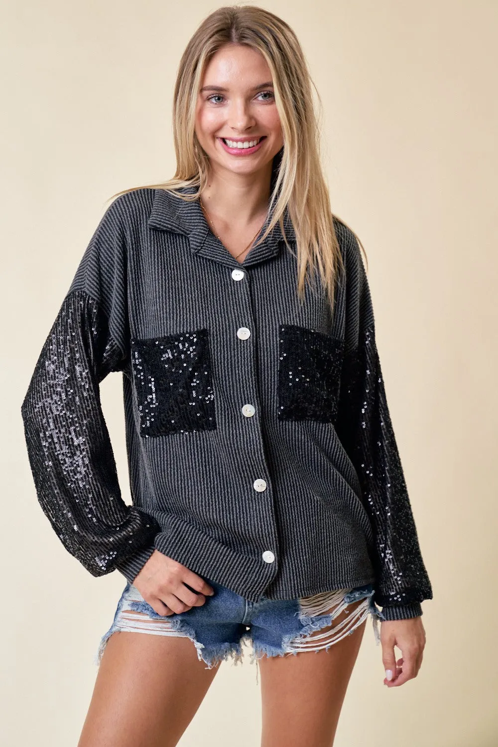 Sparkle and Shine Ribbed Shacket