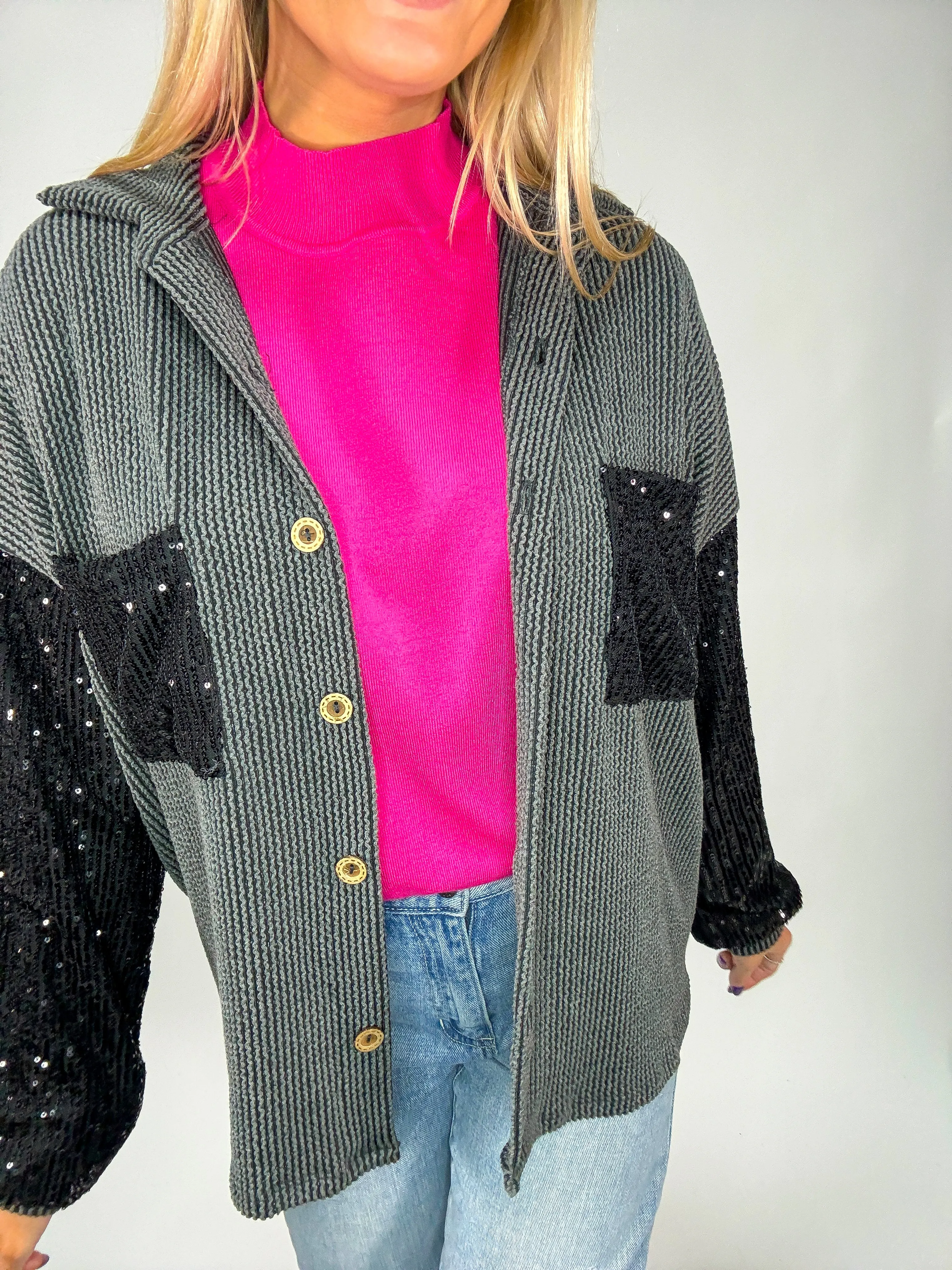 Sparkle and Shine Ribbed Shacket