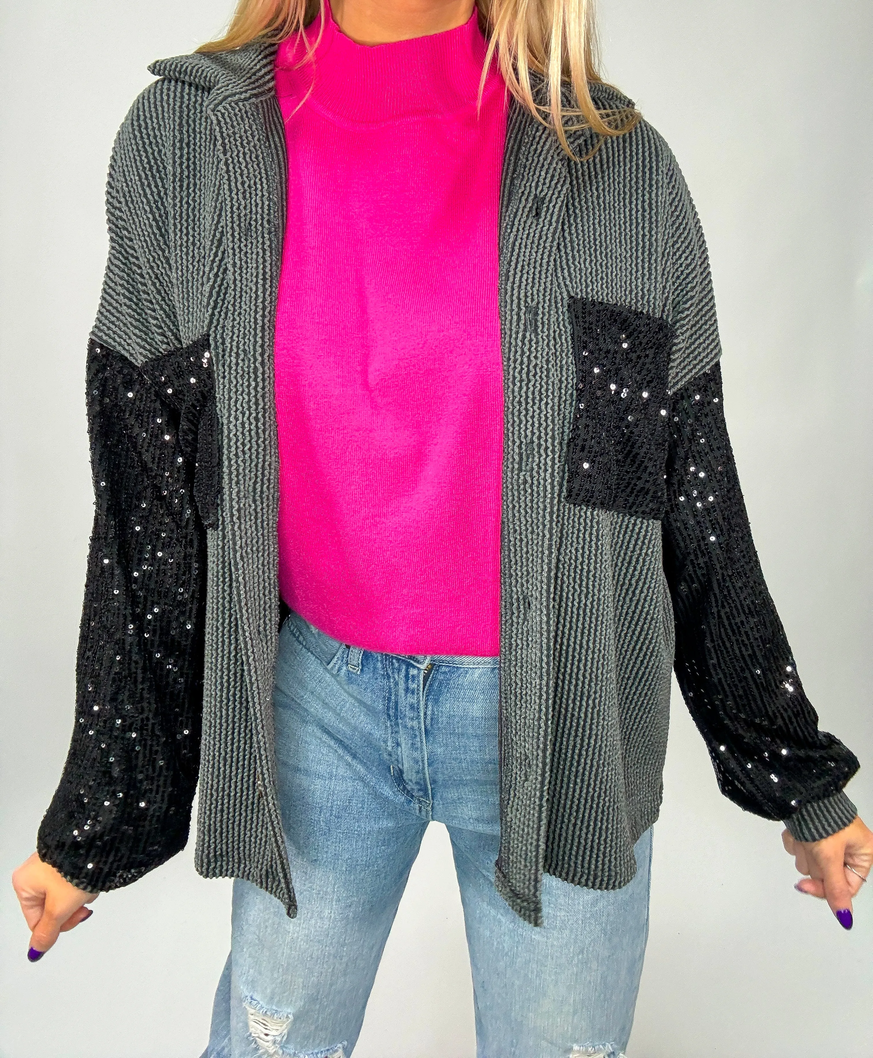 Sparkle and Shine Ribbed Shacket