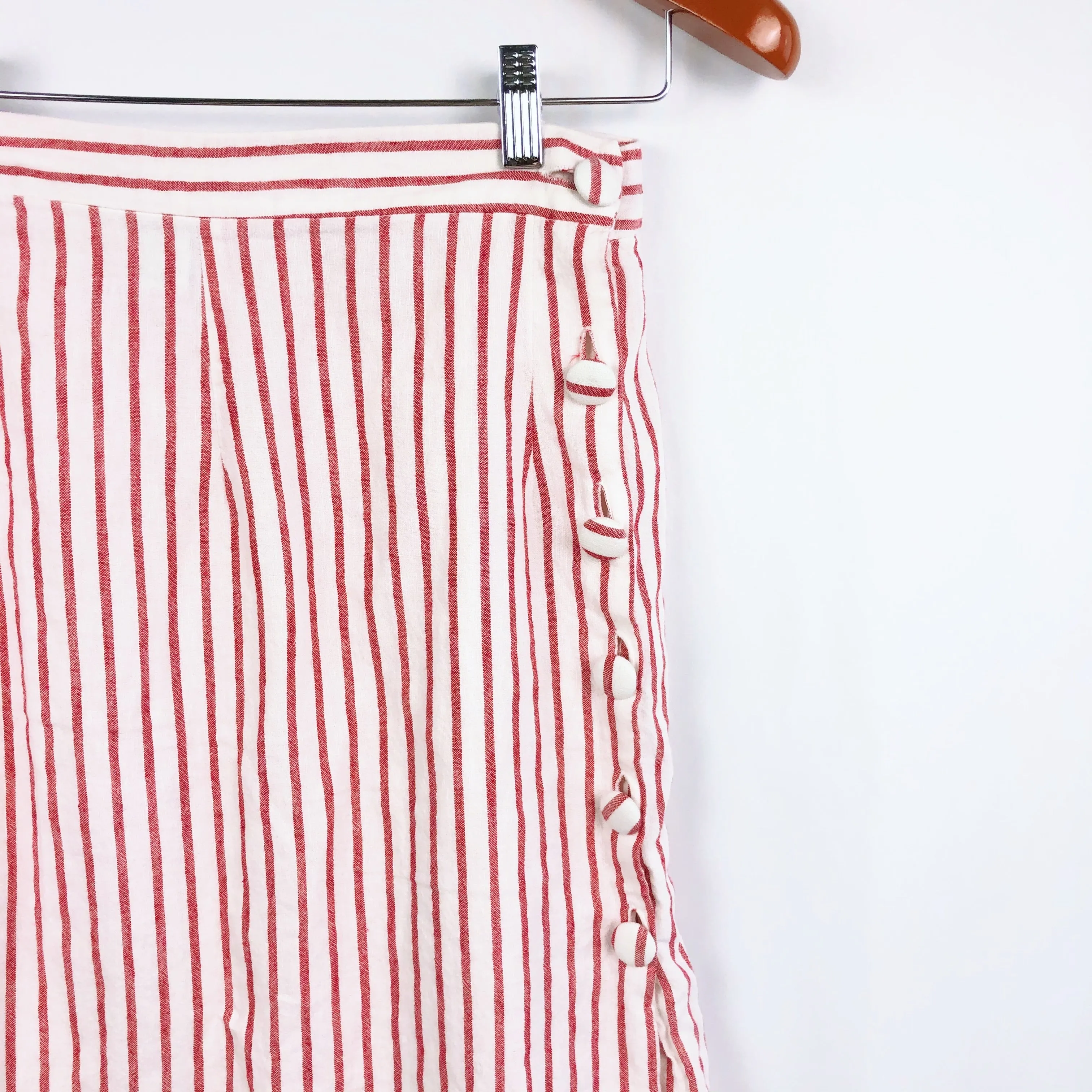 Striped Button Up Midi Skirt