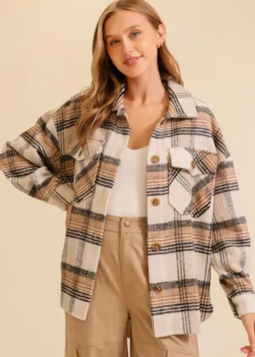 Taupe Plaid Shacket