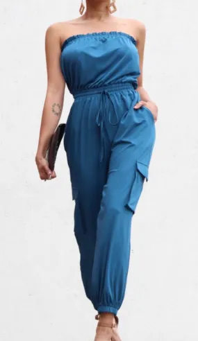 Teal Venetian Jogger Jumpsuit