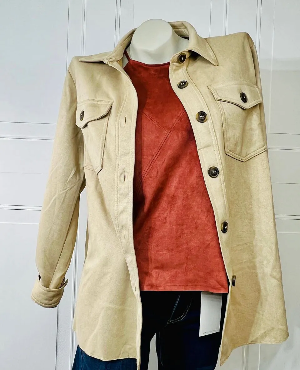 Teddy Khaki Sway Long Sleeve Shacket