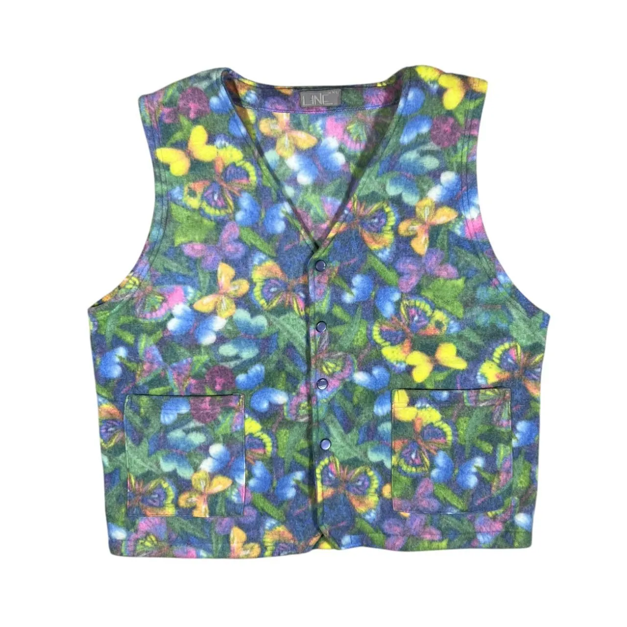 Vintage 90's LINE Crazy Abstract Patterned 1/4 Zip Fleece Sweatshirt Gilet Set