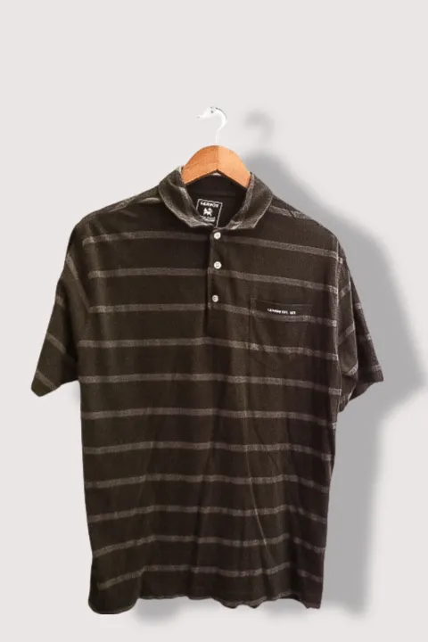 Vintage grey lerros stripped medium polo shirt