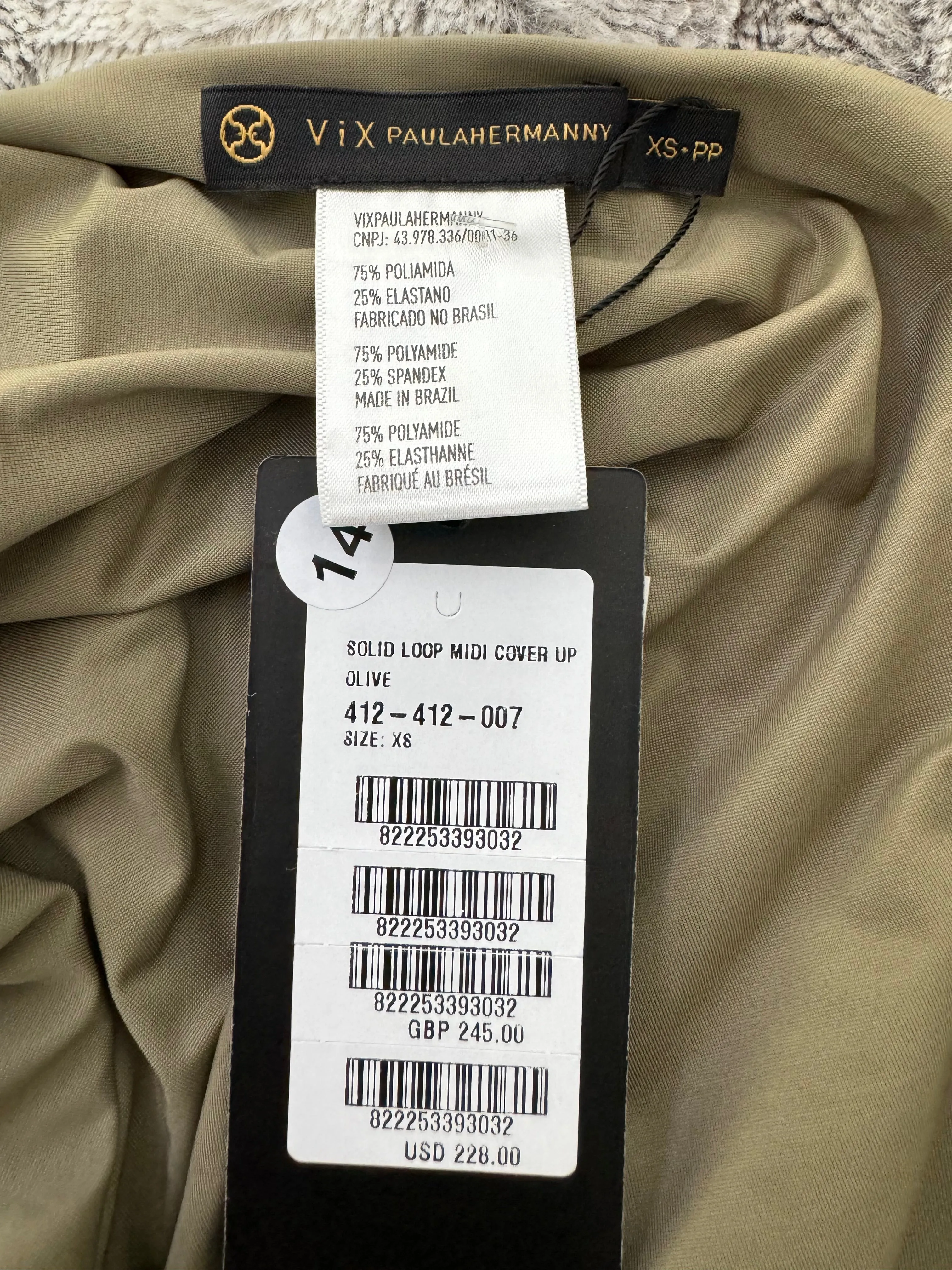 Vix Paula Hermanny Loop Midi Cover Up Black Olive Green Beach Pool Dress