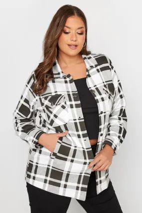 White Black Oversized Check Shacket