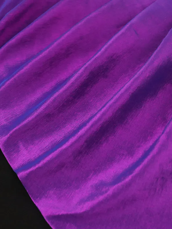 Women Purple Pleated  Ruffled Long Party Dress