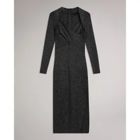 Women Wmd-Tabytha-Slim Fit Cross Over Knit Dress - Black