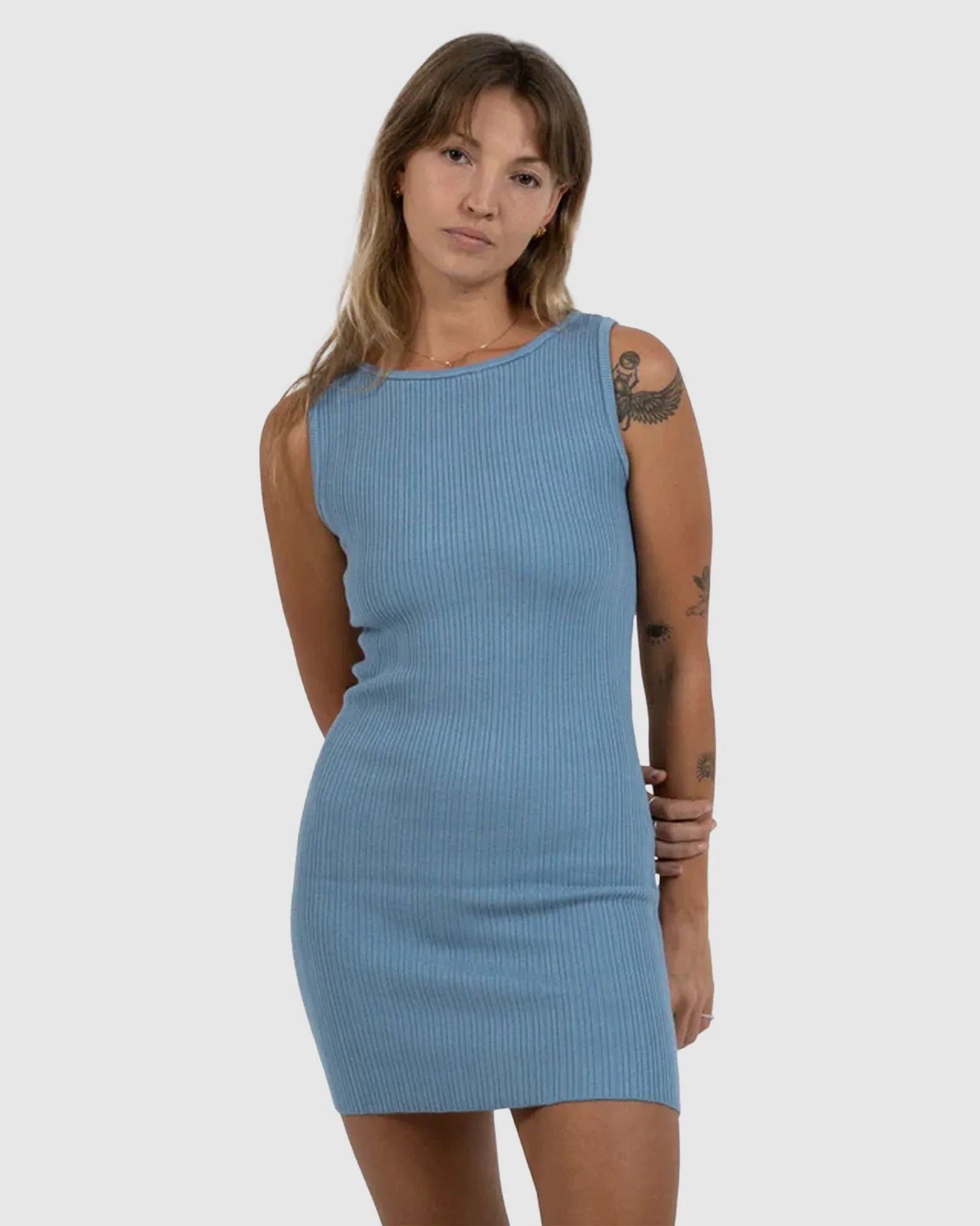 WOMENS SPLIT DECISION KNIT DRESS