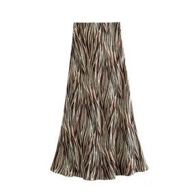 Zebra Print Satin Midi Skirt