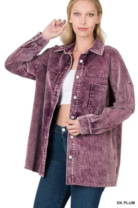 Zenana Oversized Premium Vintage Washed Corduroy Shacket
